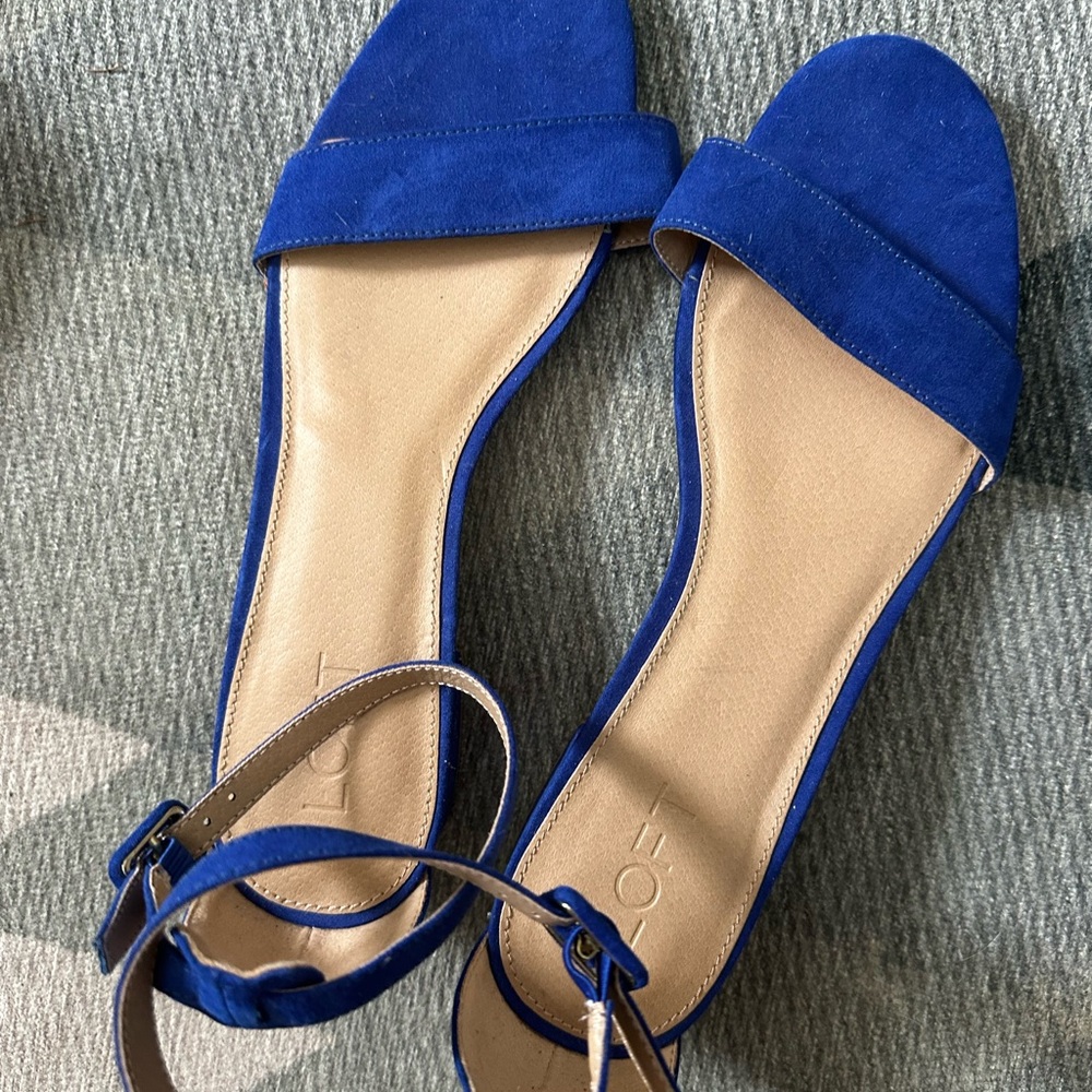 LOFT Blue and Tan Sandals with Ankle Strap